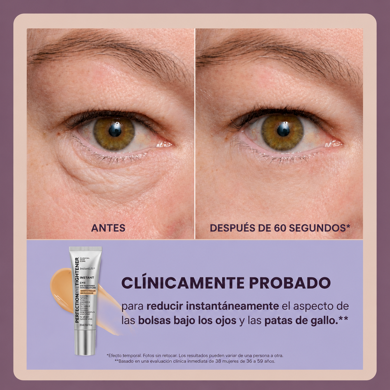 Tensor instantaneo para ojos | Disimula bolsas y arrugas mientras devuelve una apariencia fresca, firme y descansada.