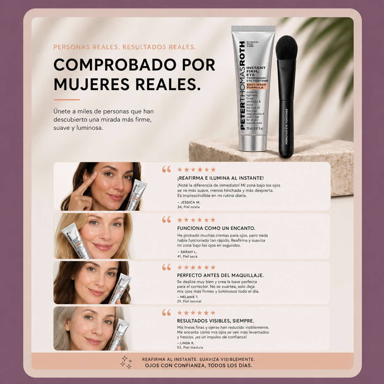 Tensor instantaneo para ojos | Disimula bolsas y arrugas mientras devuelve una apariencia fresca, firme y descansada.