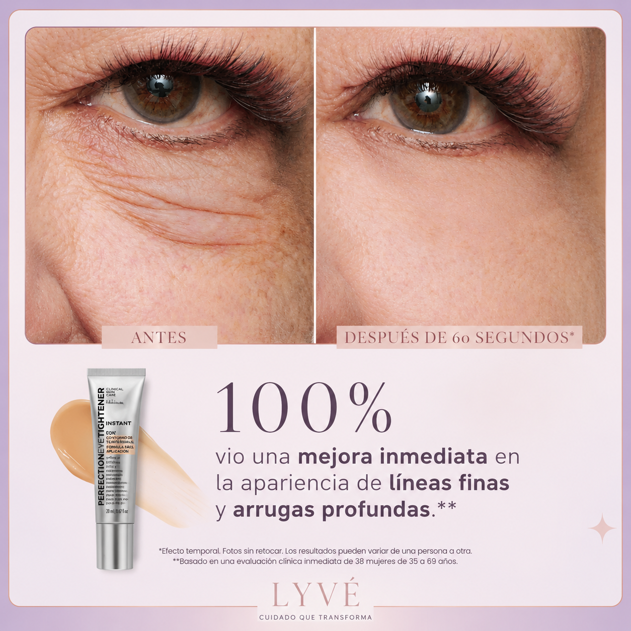 Tensor instantaneo para ojos | Disimula bolsas y arrugas mientras devuelve una apariencia fresca, firme y descansada.